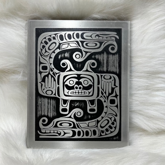 Vintage ' Sisiutl ' Inuit Etched Aluminum Plaque - Picture 1 of 6